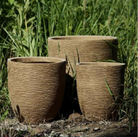 Pot Bunga Multi-warna Terlaris untuk Taman Luar Ruangan, Pot Tanam dari Fiber Clay dengan Lapisan Glaze dan Lubang Drainase