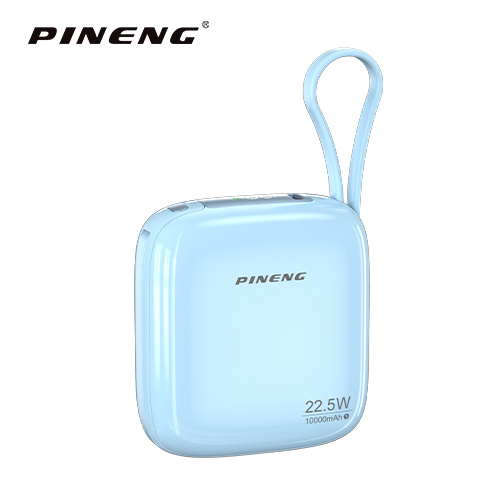PINENG PN-833 22.5W Super Fast Charging Power Bank Built-in Dual Cables 10000mAh Portable PD Charger for iPhone Android