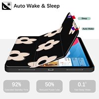 Coque de protection en TPU pour iPad Air 2 9,7 pouces 6e/5e génération, type cadre rabattable, avec emplacement pour stylet, fonction veille/réveil automatique, motif fleur noire personnalisé