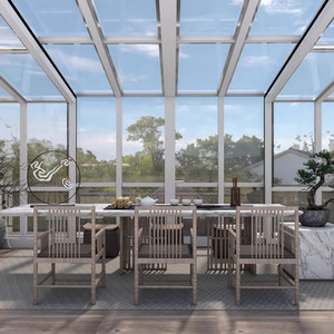 Techo de vidrio de aleación de aluminio personalizable, <span class=keywords><strong>aislamiento</strong></span> térmico, recinto de <span class=keywords><strong>terraza</strong></span>, protección contra la lluvia solar para villas, hoteles, terrazas solares - Product Image 1