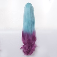 Vente en gros de nouvelle perruque LOL Seraphine Cosplay 100cm de long bleu et violet League of Legends synthétique Anime Peluca avec une queue de cheval