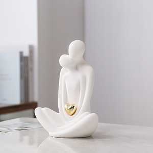 Jianermei Decorazione Artistica in Porcellana Bianca con Doppia Figura Umana Seduta <span class=keywords><strong>a</strong></span> Tema Yoga e Motivo <span class=keywords><strong>a</strong></span> Cuore, Fatta <span class=keywords><strong>a</strong></span> Mano, per Ingresso e Soggiorno - Product Image 2