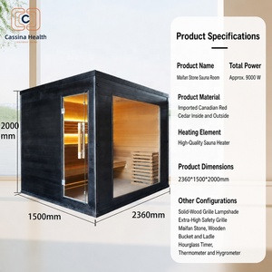 Cabine de sauna extérieure moderne <span class=keywords><strong>Cassina</strong></span> Black 2360 mm en hemlock foncé, préfabriquée, chauffage rapide 185F, certifiée ETL et FSC, qualité commerciale - Product Image 2