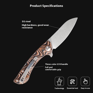 Entry lux G10 Poignée D2 Acier Survie En Plein Air Couteau Pliant pour Camping et <span class=keywords><strong>D</strong></span>éfense Cadeau - Product Image 3