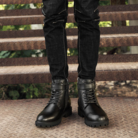 Sepatu Boots Pria Wanita Model Martin Boots, Sepatu Kerja & Keselamatan, Chukka Kulit Sapi Asli, Tinggi Sedang, Tali, Gesper, Katun