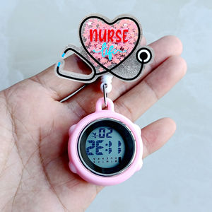 <span class=keywords><strong>Reloj</strong></span> de Bolsillo con Clip Retráctil para Credencial, Diseño de Dibujos Animados, Encantador, Bonito y Brillante, con Arena Movediza, para Enfermeras, Doctores y Suministros Médicos - Product Image 6