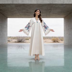 Abaya Elegante de Poliéster Estampado de Lujo y Alta Calidad para Mujeres Musulmanas, Ropa para Fiestas y Eventos - Product Image 4