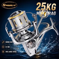 Moulinet Spinning Gauche Robuste Samolla 9000 11000 13000, Frein Max 25KG, Tout Métal, Pêche en Mer, Surfcasting, 8+1BB, Bobine CNC, Ratio 4.6:1