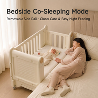 Lit bébé multifonctionnel 4-en-1 pour cododo avec station à couches et roulettes, vente en gros, OEM ODM