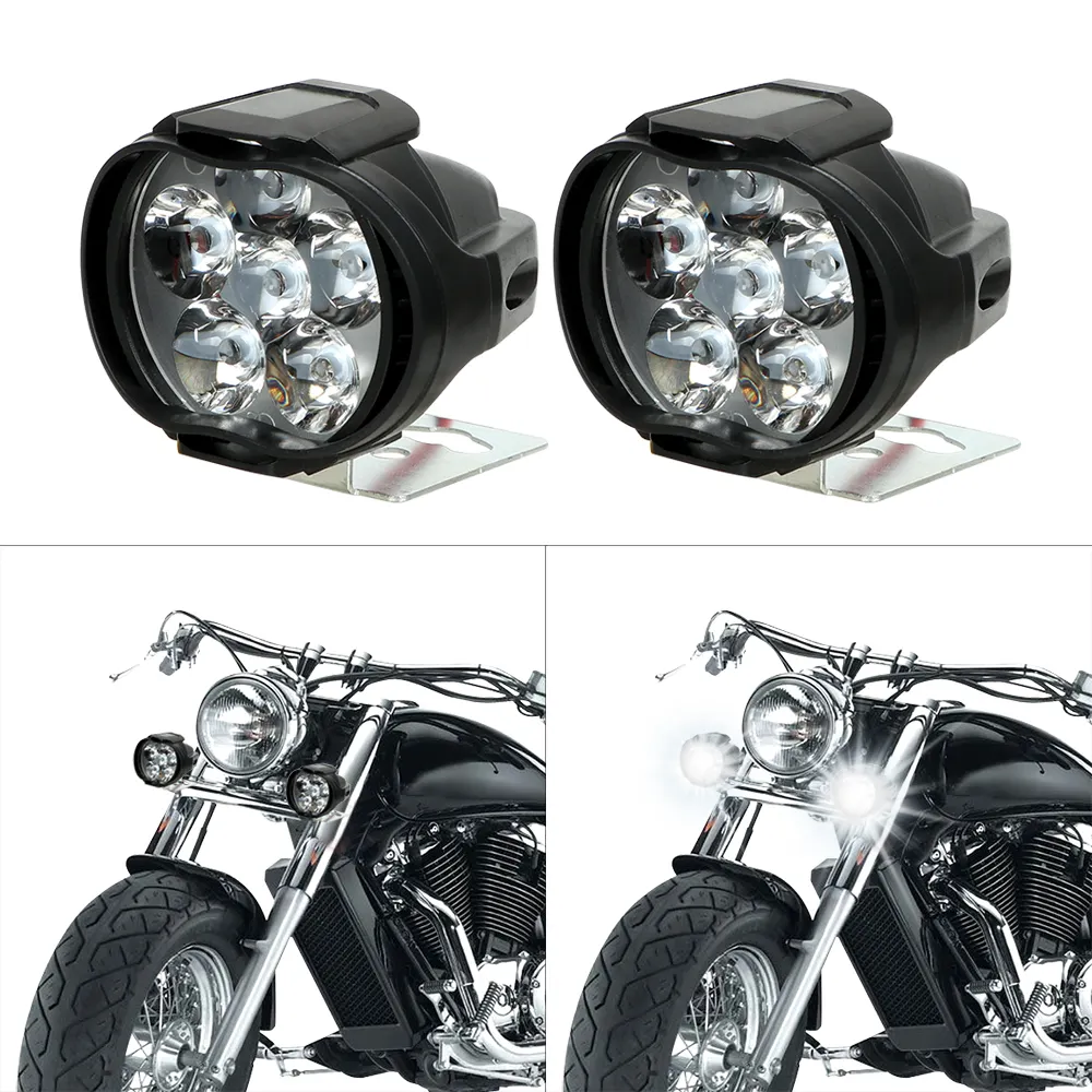 1 adet motosiklet far çalışma Spot işık motosiklet 6500k beyaz süper parlak 6 LED sis lambası 1200LM LED scooter spot