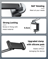 Support d'ordinateur portable cantilever en alliage d'aluminium, réglable multi-angles, support mains libres pour téléphone portable et tablette, rotation à 360 degrés