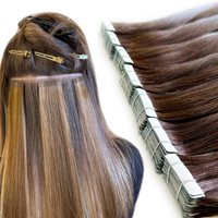 Extensions de cheveux naturels vierges à double trame super épaisse avec cuticules intactes, extensions de cheveux à micro-extensions classiques à bandes adhésives