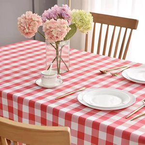 Cheap Red And White Checkered Birthday Party Tablecloth Oil-proof Waterproof Disposable Picnic Camping Plaid Plastic Table Cloth