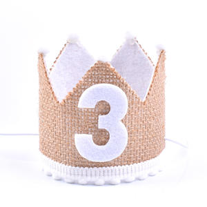 Cappello Corona in Iuta per Festa di <span class=keywords><strong>Compleanno</strong></span> Bambino <span class=keywords><strong>1</strong></span> 2 3 Anni 100 Giorni Decorazione per Baby Shower Maschio Femmina - Product Image 4