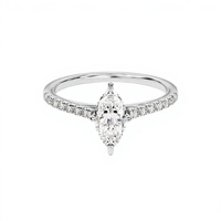 Bague en or blanc 14 carats avec diamant de laboratoire taille marquise 585, or véritable, diamant de laboratoire de haute qualité, bague de fiançailles