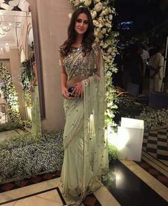 Designer Saree With Heavy Embroidery And Glass Beads Stone Work Beautiful Traditional Wear For Women For Weddings And Festive - Product Image 1