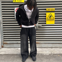 Survêtements vintage personnalisés à coupe ample et délavée pour hommes, ensemble sweat à capuche zippé et pantalon de survêtement à coupe ample
