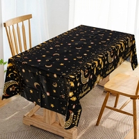 Eid Mubarak Couverture de Table Noir Or Ramadan Nappe en Plastique Nappe Jetable pour Musulman Islamique Ramadan Décorations