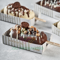 Conception gratuite Imprimer Popsicle Bar Lolly Suckersmall Couvercle Cuillère Pour Crème Glacée Gourmet Gâteau Pops Emballage Papier Plateau Boîte Conteneur
