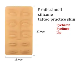 Pele profissional para prática de tatuagem de silicone puro 3mm, sobrancelha, lábios, microblading, pele para prática de tatuagem