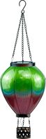Lanterne solaire LED d'extérieur en forme de petit montgolfière, décoration de jardin, rouge et vert contrastés, ambiance de Noël