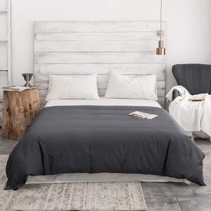 Housse de couette 2,0 m pour lit, gris foncé uni, teint en fil, 100 % coton, lavable, pour dortoir et hôtel - Product Image 2
