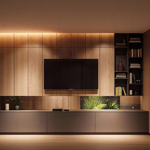 Mobile TV <span class=keywords><strong>Moderno</strong></span> di Lusso BOSNiE, Sospeso a <span class=keywords><strong>Parete</strong></span>, Centro di Intrattenimento in Legno Personalizzato, Console Multimediale con Armadietto Portaoggetti per Camera da Letto - Product Image 1