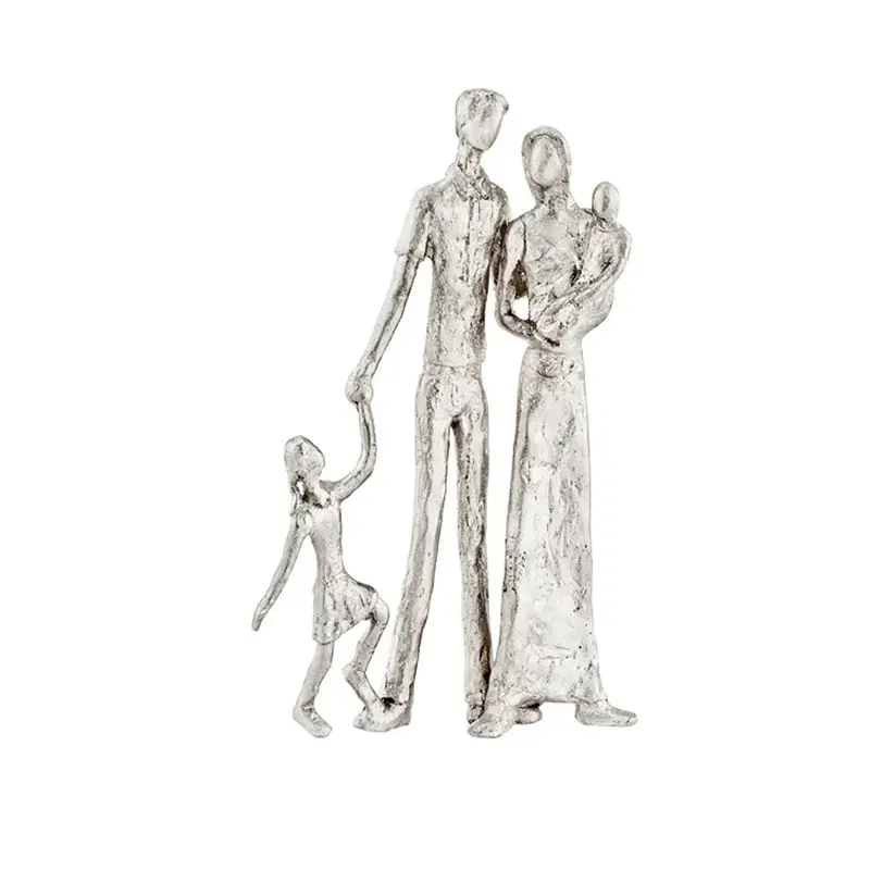 Eisen-Metallkunst Zink-Legierungsmaterial Familienmitglieder Figuren süße Heimszene Skulptur