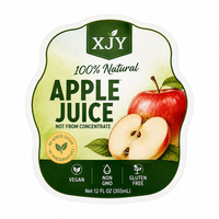 Étiquettes en vinyle colorées adhésives personnalisées XJY, autocollants imperméables pour les bouteilles de jus de fruits et de boissons naturelles