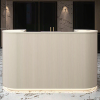 Comptoir de Réception de Spa Luxueux, Moderne et Écologique en Bois Blanc Durable – Petit Bureau d'Accueil pour Salon de Beauté ou Hôtel avec Lumières LED