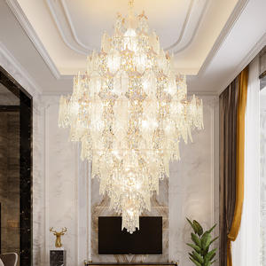 Glass Shopping Mall Hanging Lamp Modern Luxury <b>Large</b> Flush Mount Crystal <b>Chandeliers</b> for Villa - Product Image 2