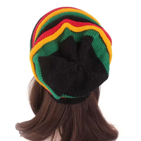 Gorro Unisex de Reggae Jamaicano, Gorro Holgado de Ganchillo con Rayas Multicolores, Gorro de Moda Estilo Rasta