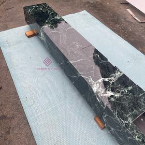 خزانة تلفزيون فاخرة من الرخام Verde Alpi مستوردة بزوايا دائرية للفيلات الفاخرة والشقق الكبيرة المخصصة - Product Image 4