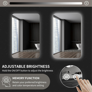 Rectangular Backlit <b>Mirror</b> Bathroom 24x36 Inch Led <b>Lighted</b> <b>Vanity</b> <b>Mirror</b> With Touch Controls For Modern Bathrooms - Product Image 4