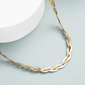 Yeni varış tasarım renk karışık titanyum çelik yılan kemik zincir kolye kişiselleştirilmiş güzel takı