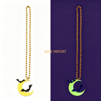 Collier de Décorations Fluorescentes Style Chauve-souris de Lune pour Halloween, Accessoire Photo pour Fête d'Épouvante et d'Horreur, Ambiance Sinistre
