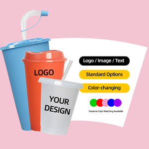 Ly giữ nhiệt đổi màu nhựa không BPA, tùy chỉnh, 16-24 oz, nhiều màu sắc, dùng được nhiều lần, kèm nắp và ống hút - Product Image 3