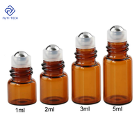 Flacons compte-gouttes en verre ambré transparent de 1 ml, 2 ml, 3 ml, 5 ml avec bouchon métallique, rechargeables, pour huiles essentielles, parfums et diffuseurs à bâtonnets