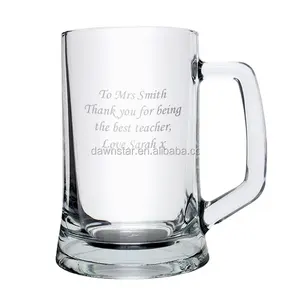 Stijlvolle 480Ml Bier Stein Clear Pint Glas Met Aangepaste Sublimatie Borduurtekst Voor Drankjes Zoals Koffie Of Thee