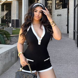 215 Mono de primavera y verano con cuello anudado, sin espalda, con botones y cintura fruncida - Product Image 3