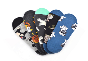 Calcetines tobilleros divertidos de jacquard con estampado de animales famosos, personalizados OEM, de algodón peinado, de corte bajo, invisibles para <span class=keywords><strong>hombre</strong></span> - Product Image 2