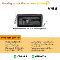 Diffuseur d'arômes flamme OEM 250 ml, humidificateur, diffuseur ultrasonique à brume froide, lumière LED colorée, diffuseur d'huiles essentielles effet flamme