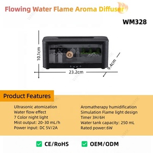 <span class=keywords><strong>Diffuseur</strong></span> d'arômes Flamme 250ml, Humidificateur Ultrasonique à Brume Froide, Lumière LED Colorée, <span class=keywords><strong>Diffuseur</strong></span> d'Huiles Essentielles Effet Flamme - Product Image 4