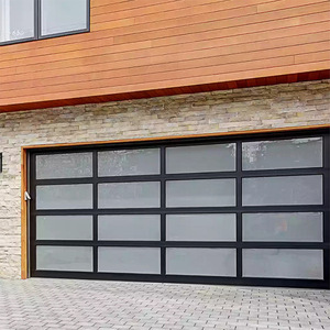 <span class=keywords><strong>Porte</strong></span> de <span class=keywords><strong>garage</strong></span> moderne en aluminium noir avec vitrage, type coulissant vertical à commande automatique, économique pour villas, noir - Product Image 1