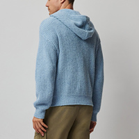 Cardigan à capuche zippé en maille côtelée unie pour homme, personnalisable avec logo