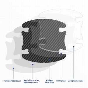 Strisce Adesive in Resina Epossidica con Motivo Fibra di Carbonio per Maniglie e Profili Portiera <span class=keywords><strong>Auto</strong></span> - Vendita Diretta dalla Fabbrica - Prevenzione Graffi e Protezione Maniglie - Product Image 4