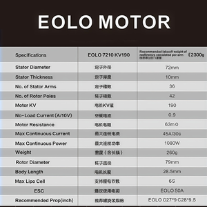 Motor Multirrotor sin Escobillas Sunnysky <span class=keywords><strong>EOLO</strong></span> 7210 DC KV100/120/170/190 de Aleación de Aluminio para Drones Multirrotor - Product Image 5