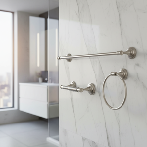 Ensemble d'accessoires de salle de bain en fer à fixer au mur pour suspendre les serviettes, chrome or noir, fabrication de haute qualité en boîte - Product Image 1