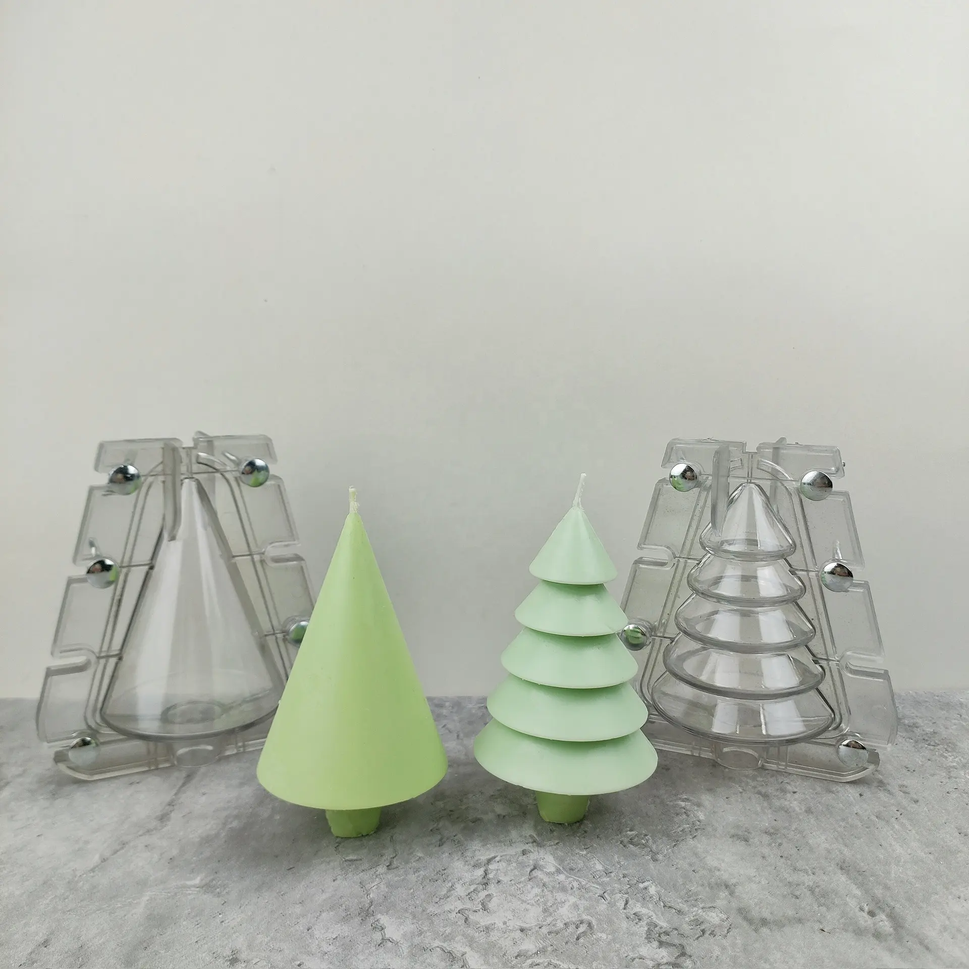 B-7017 Christmas tree Plastic candle mold Acrylic wax pouring tools INS style Five layer cone Christmas tree Scented candle