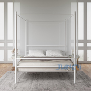 Junqi factory OEM ODM produttore appartamento dormitorio letto cotone zanzariera letto baldacchino letto singolo in metallo quadrate - Product Image 4